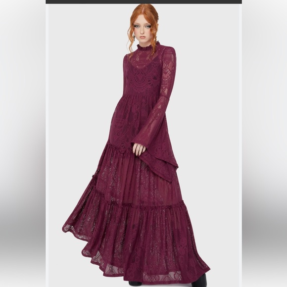 Killstar Hecate Maroon Lace Maxi Size XL - Picture 16 of 16